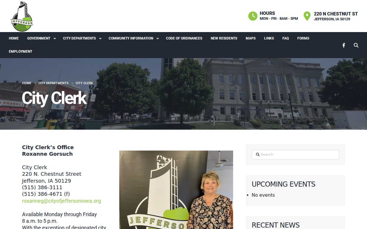 Jefferson City Clerk page for city code and public record contacts