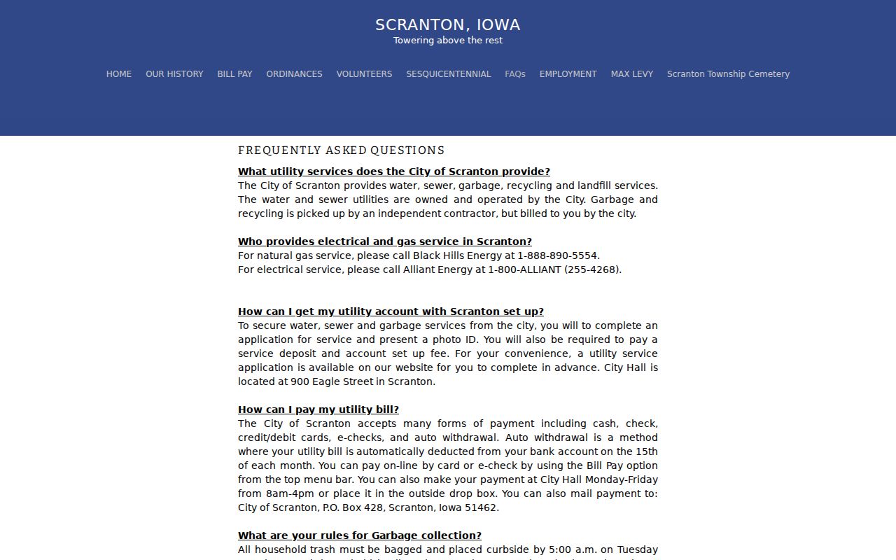 Scranton City Hall address hours and payment information