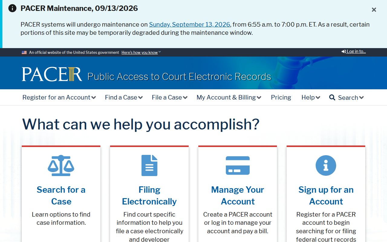 Federal PACER docket search for Greene County most wanted case research