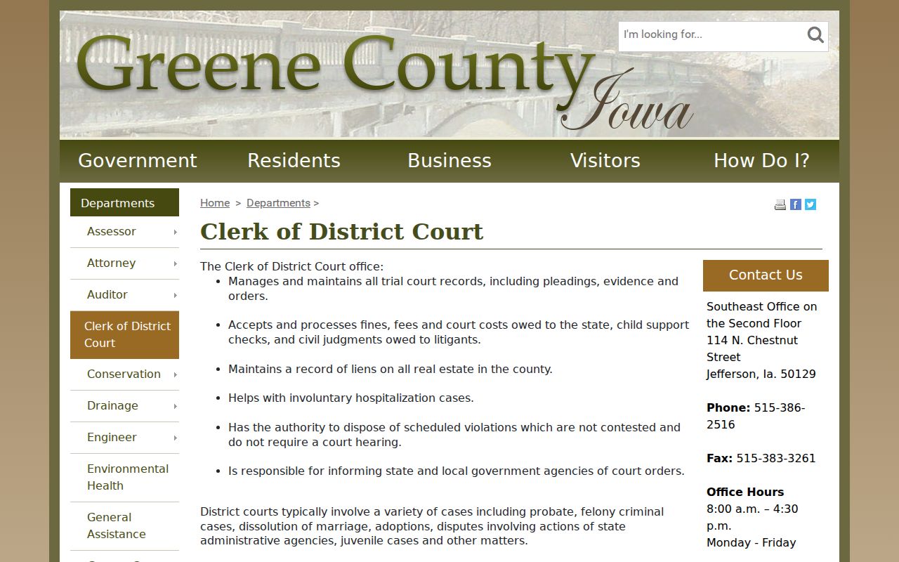 Greene County warrant records clerk office